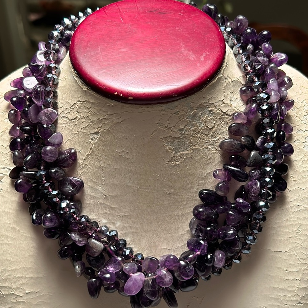 Amethyst 4 strand twisted necklace.